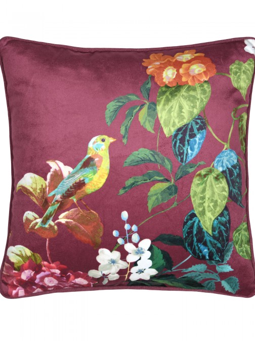 Emmy cushion bordeaux double-sided with floral print 40 x 40 cm
