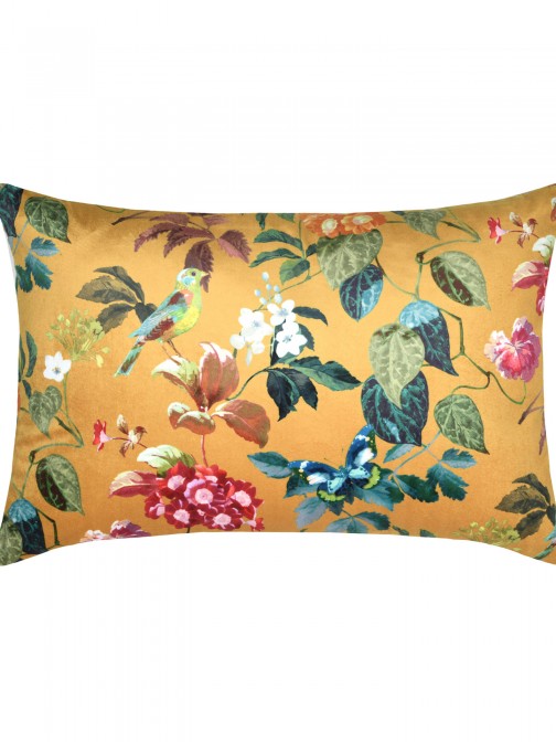 Emmy cushion mustard yellow double-sided with floral print 40 x 60 cm