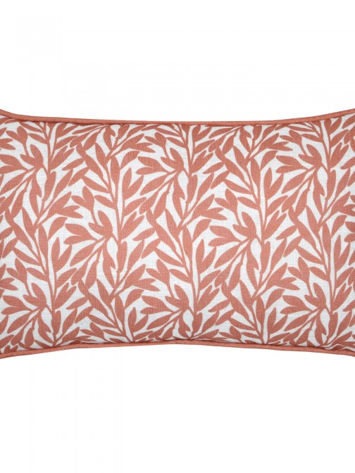 Antillia orange terracotta cushion with floral pattern 30 x 50 cm