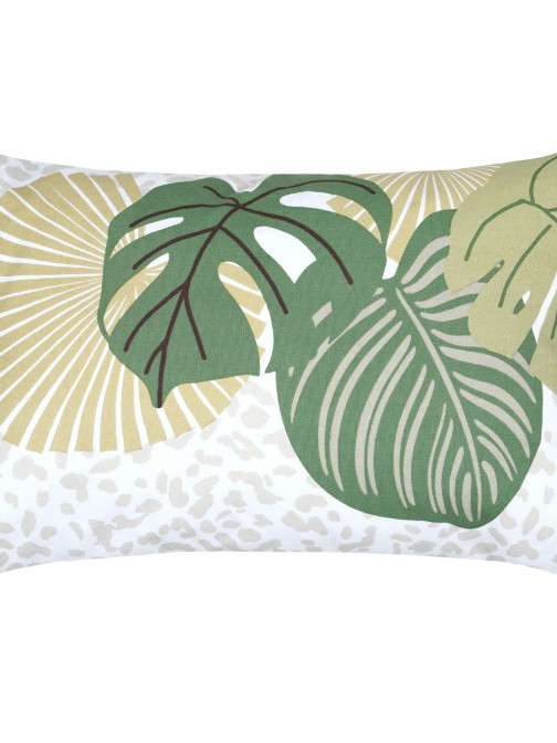 Cambodge Coj�n 004 with green tropical motifs and animal print 100% cotton 40 x 60 cm