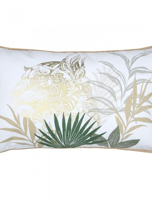 Cambodge Coj�n 005 with green tropical motifs and golden mandala 100% cotton 30 x 50 cm