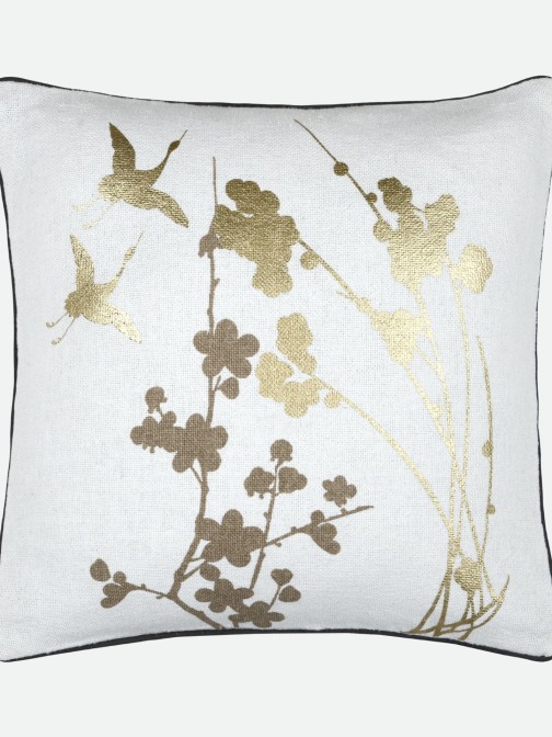 Almofada Zen com Padr�o Floral Dourado 45 x 45 cm