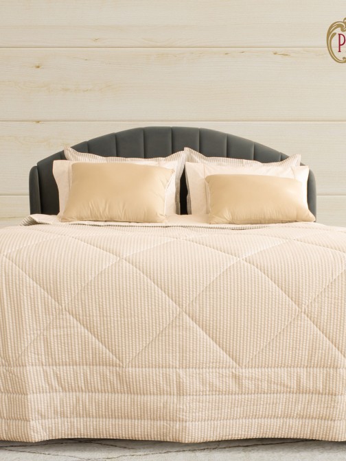 Edredn de Cama Doble Crepon Rayas Beige