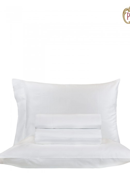 Juego de Sbanas Cama Doble Royal Saten 100% Algodn 4 Piezas Blanco