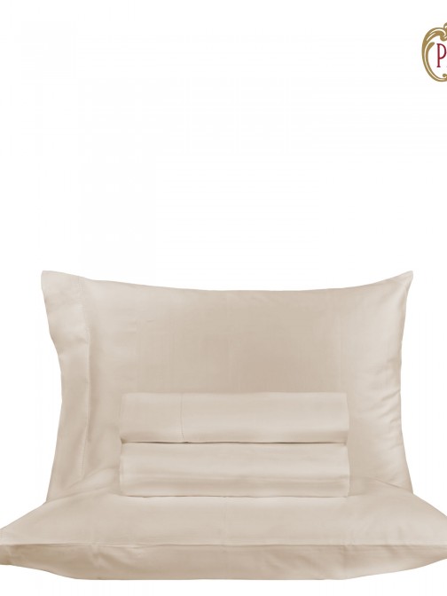 Juego de Sbanas Cama Doble Royal Saten 100% Algodn 4 Piezas Beige