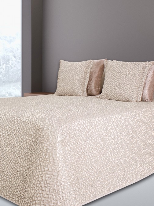 Mystic Geometric Double Bed Bedspread Beige