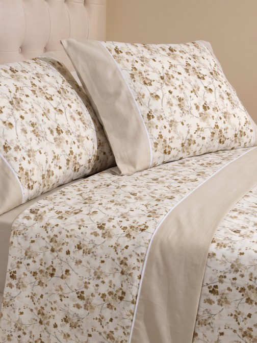 Jasmin Double Bed Sheet Set 100% Cotton Beige