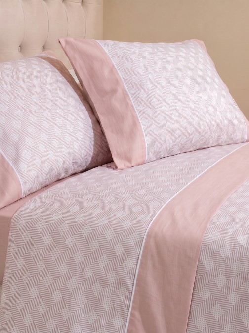 Ilus�o Double Bed Sheet Set 100% Cotton Pink