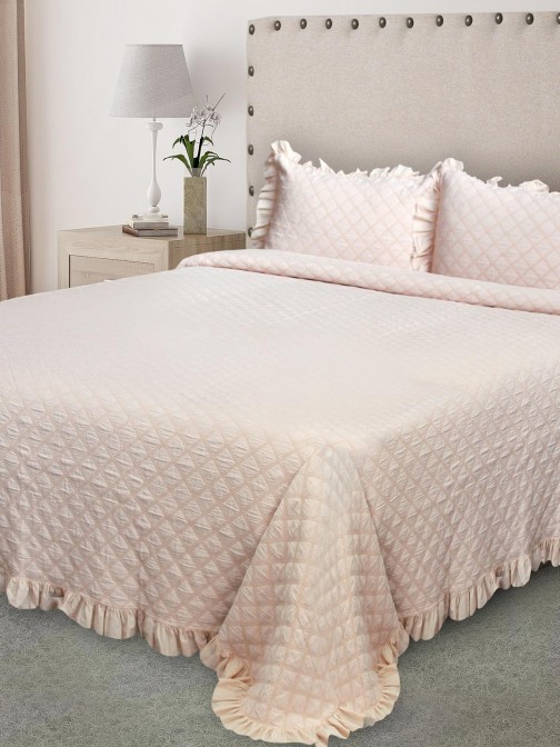 Colcha Cama de Casal Milan Geomtrico Rosa Claro