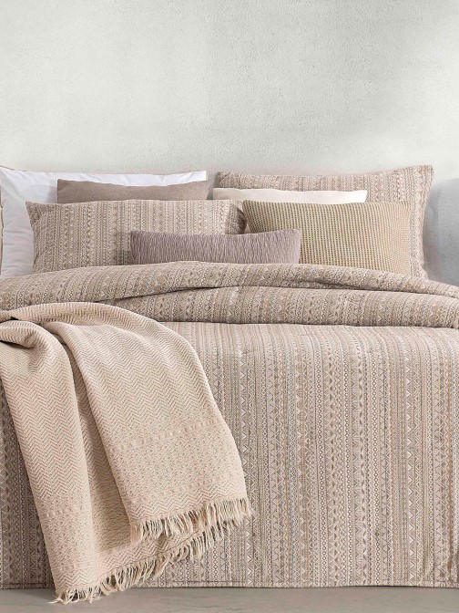 Absinto Geometric Double Bed Bedspread Beige
