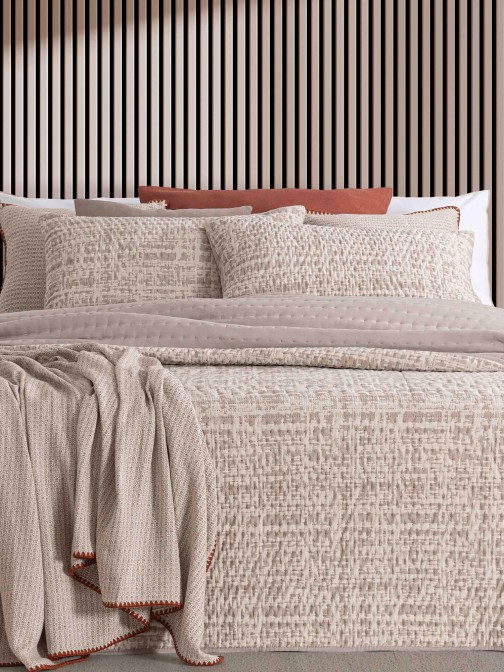 Anis Abstract Double Bed Bedspread Beige
