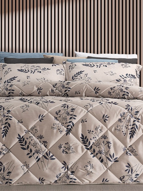 Colcha Cama de Casal Sila Floral Azul