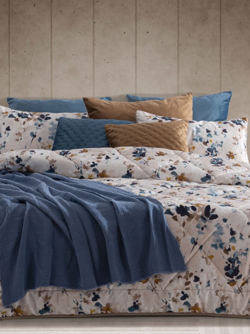 Mel Floral Double Bed Bedspread Velvet Multicolor