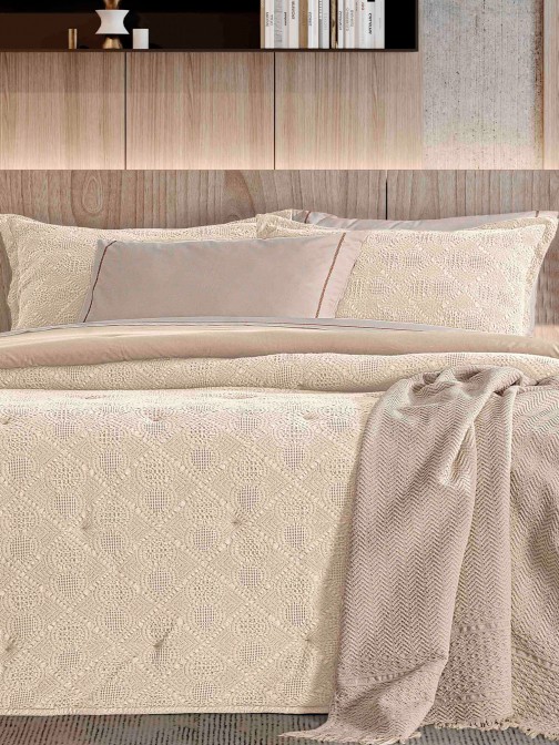 Fresdia Geometric Double Bed Bedspread Beige