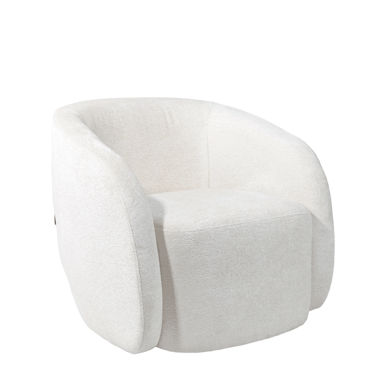 Swivel armchair Baltea in ivory chenille