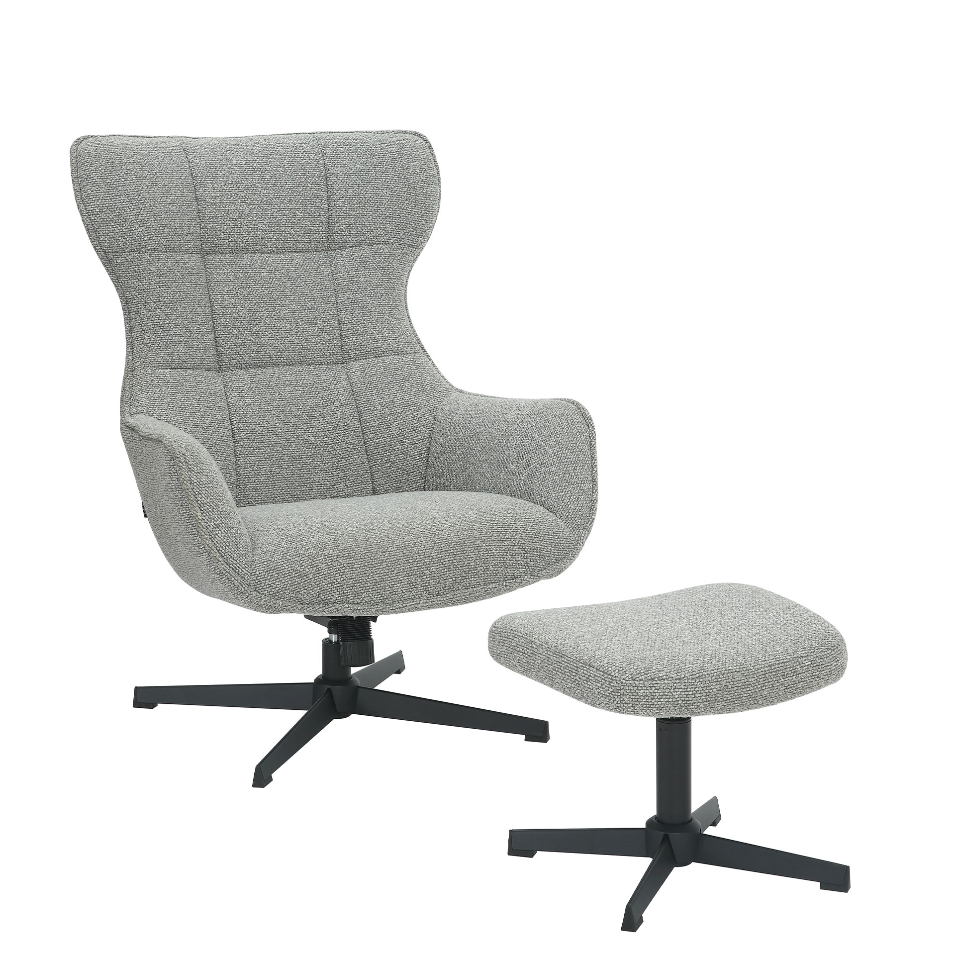 Cadeirão com Sistema Giratório e Reclinável com Pousa Pés Rennes Cinza