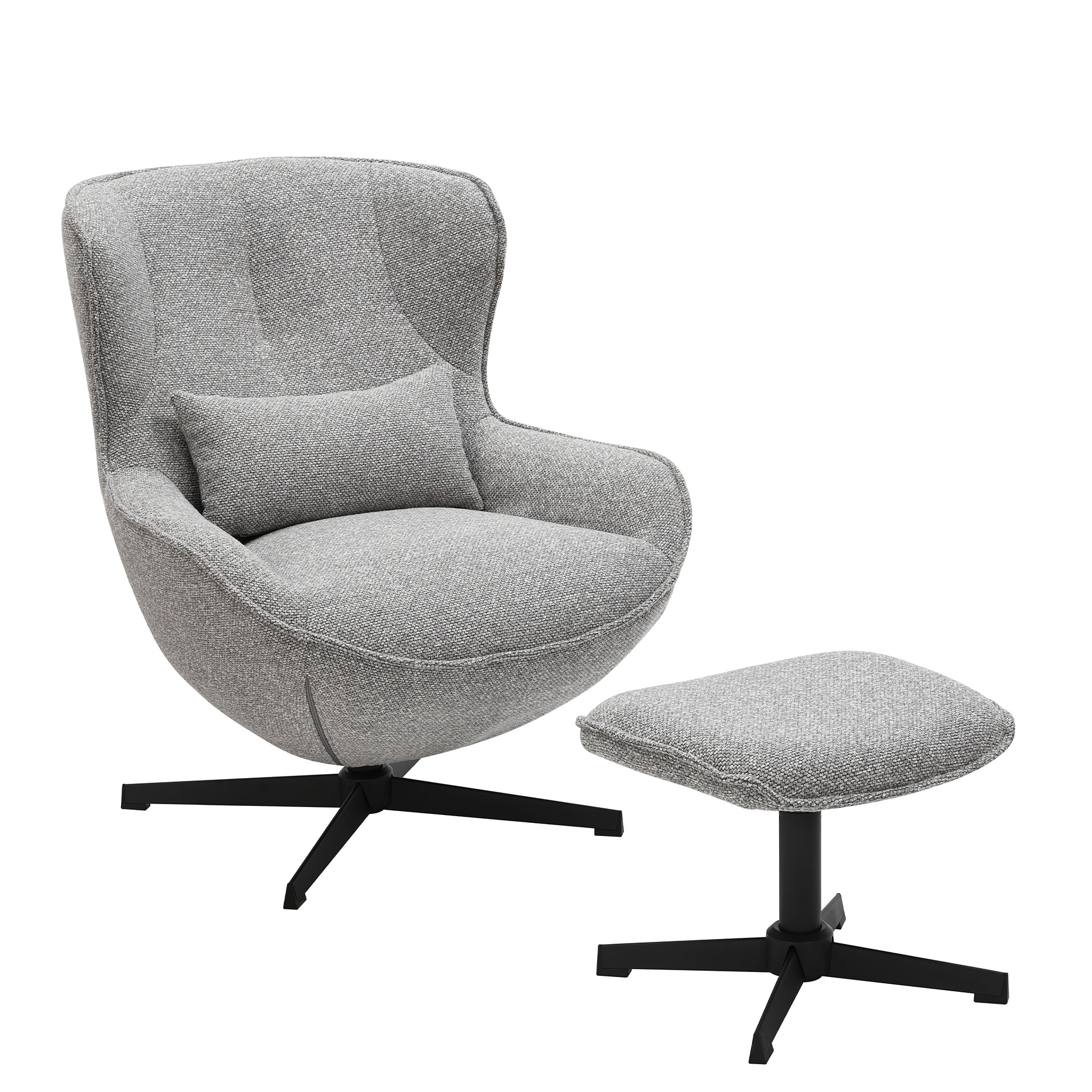 Cadeirão com Sistema Giratório e Pousa Pés Ancelle Cinza