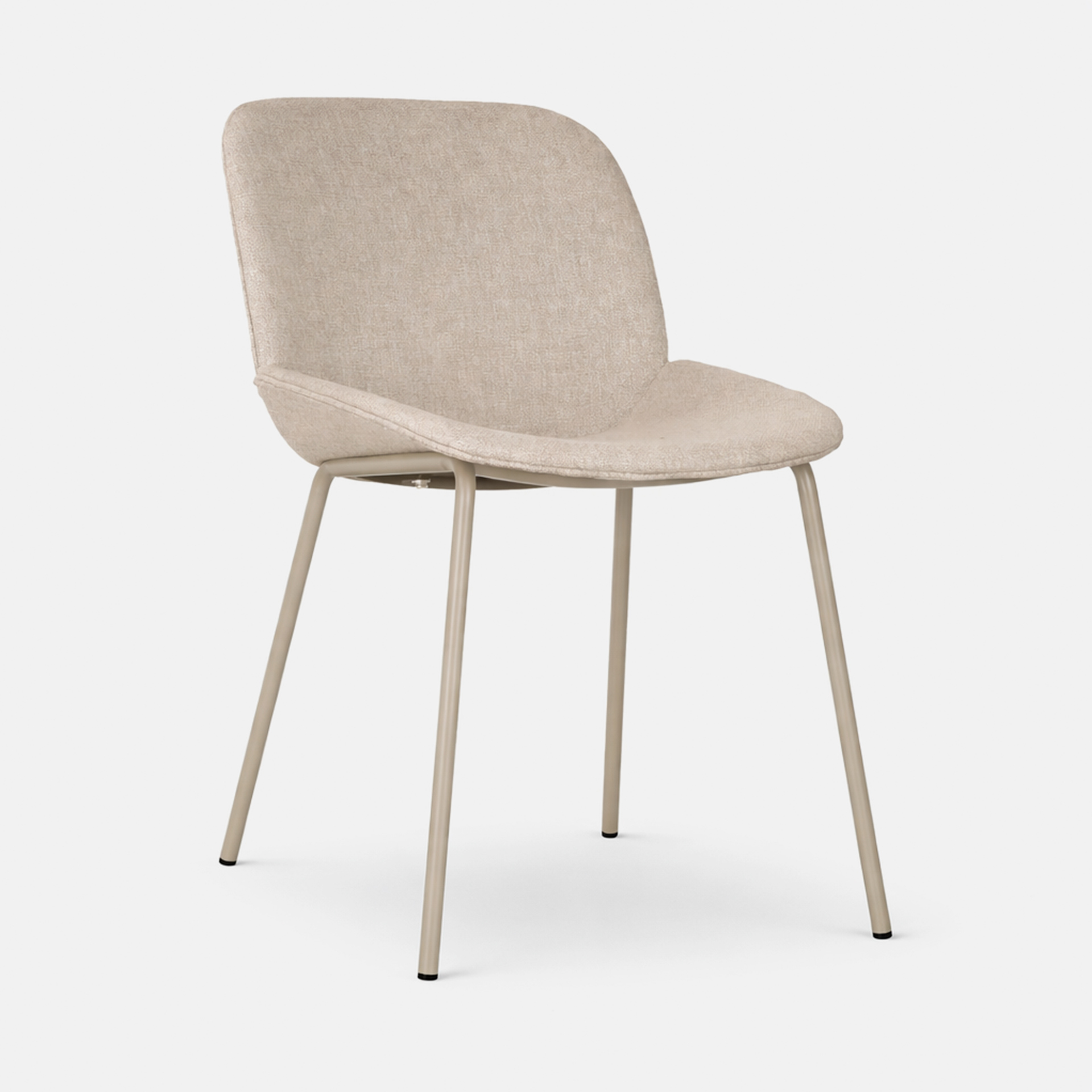 Cadeira Velino em tecido bege e pernas de aço com acabamento bege - Pack 2