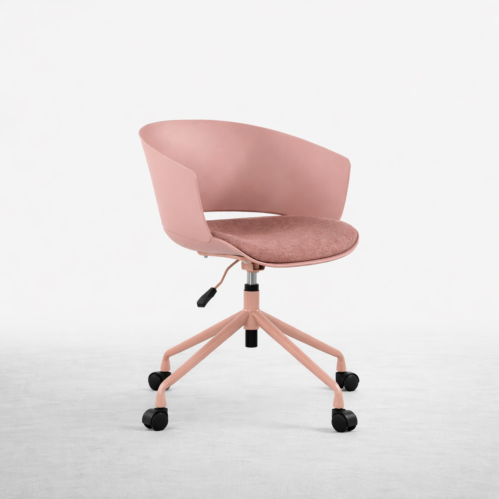 Cadeira de escritório Adda rosa com pé metálico