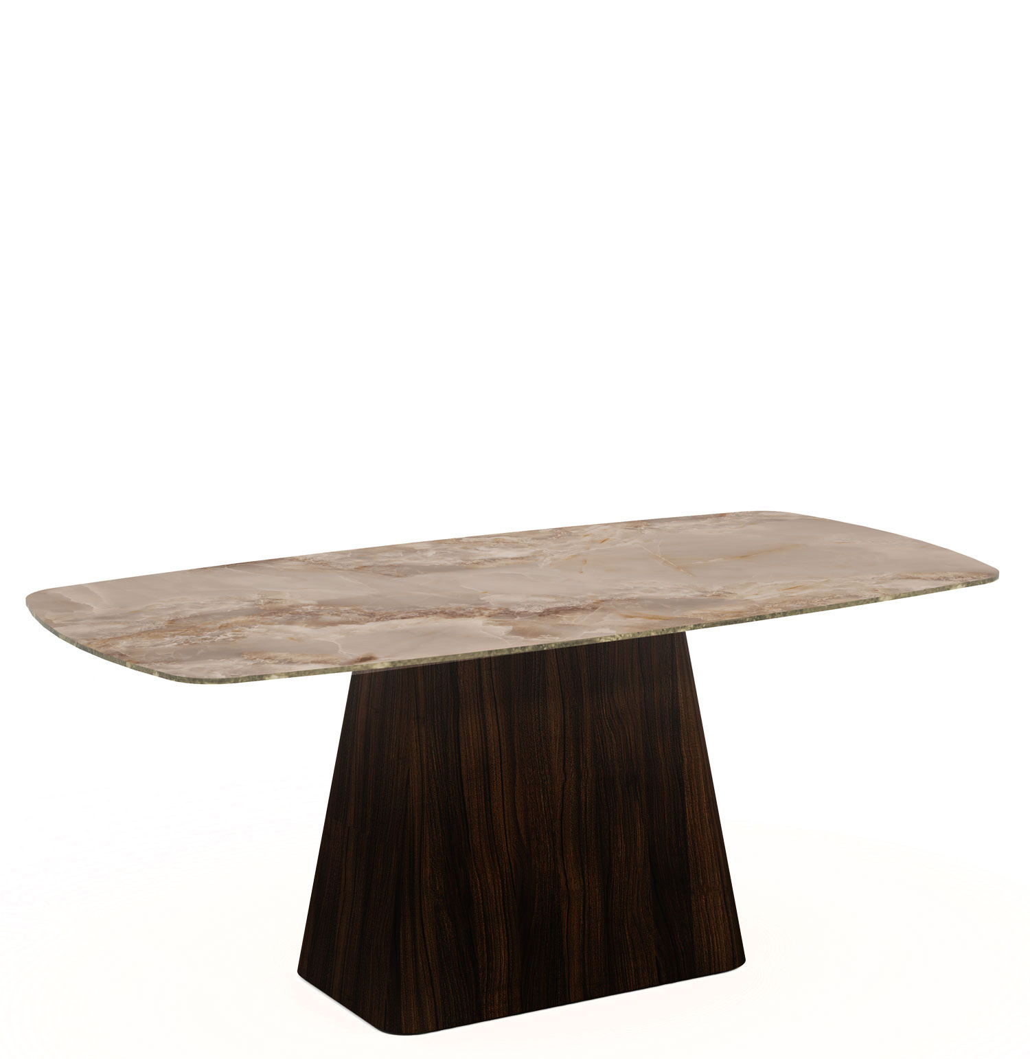 Mesa de Jantar com Tampo Cerâmico 6 Pessoas Lyra Castanha