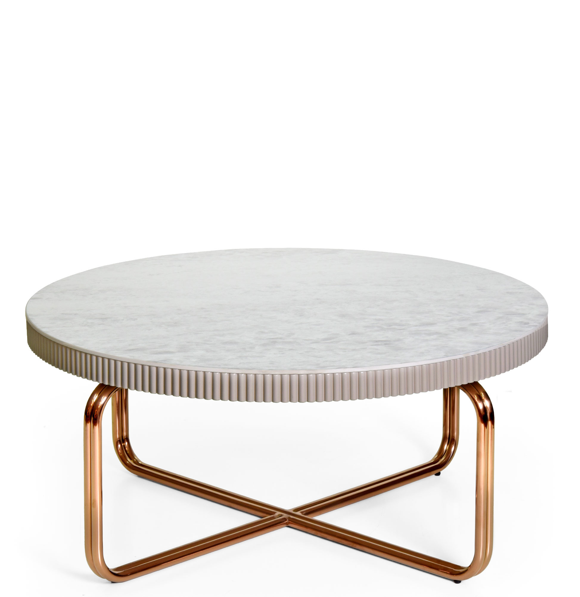 Mesa de Centro Redonda com Pernas de Metal Caelum Bege