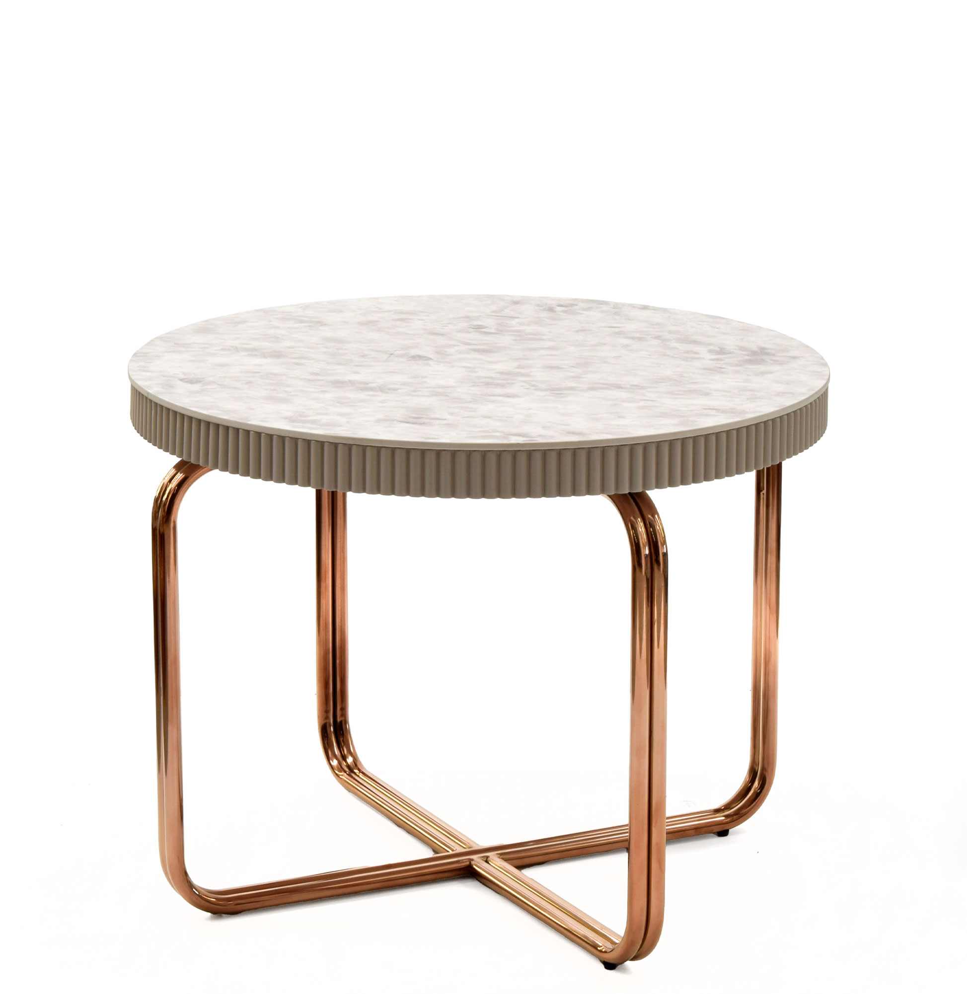Mesa de Centro Redonda com Pernas de Metal Caelum Bege