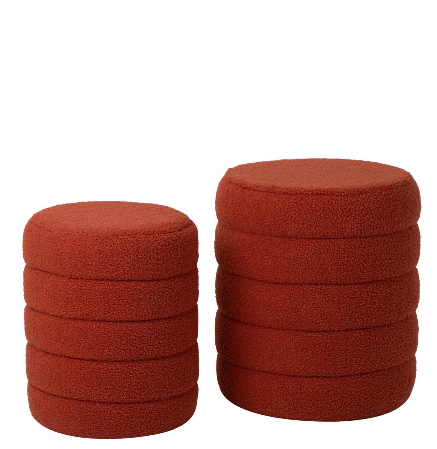 Pouf de Madeira e Tecido 076 Vermelho Terracota