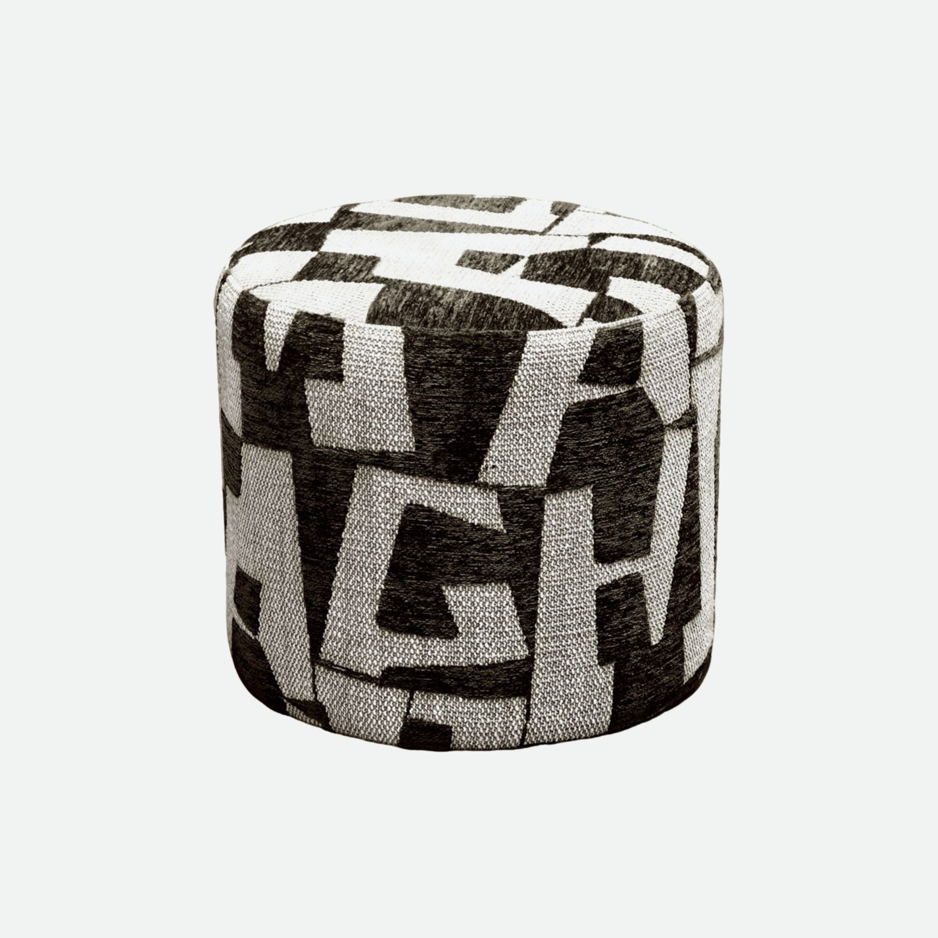 Pouf redondo Stava em chenille preto