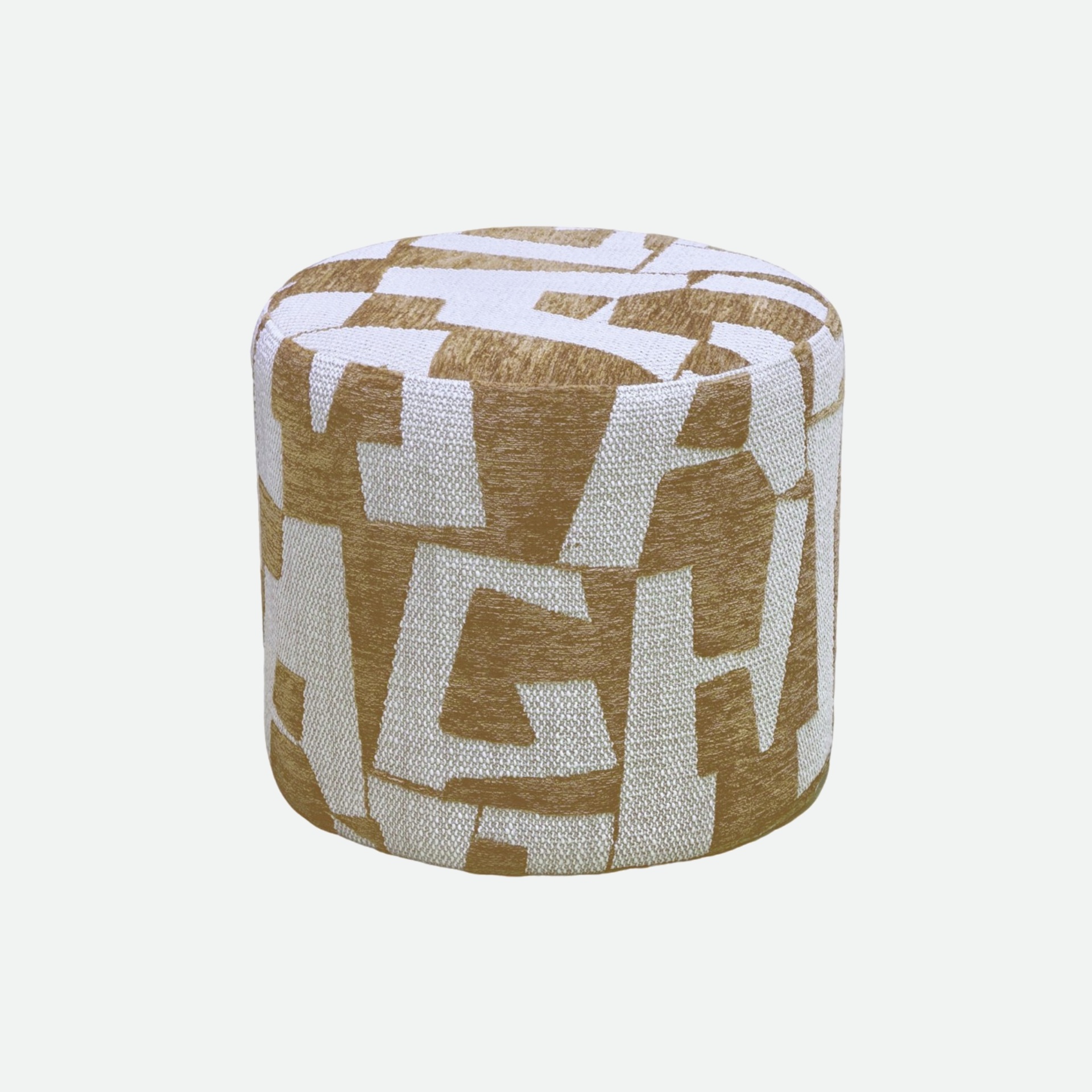 Pouf redondo Stava em chenille amarelo mostarda