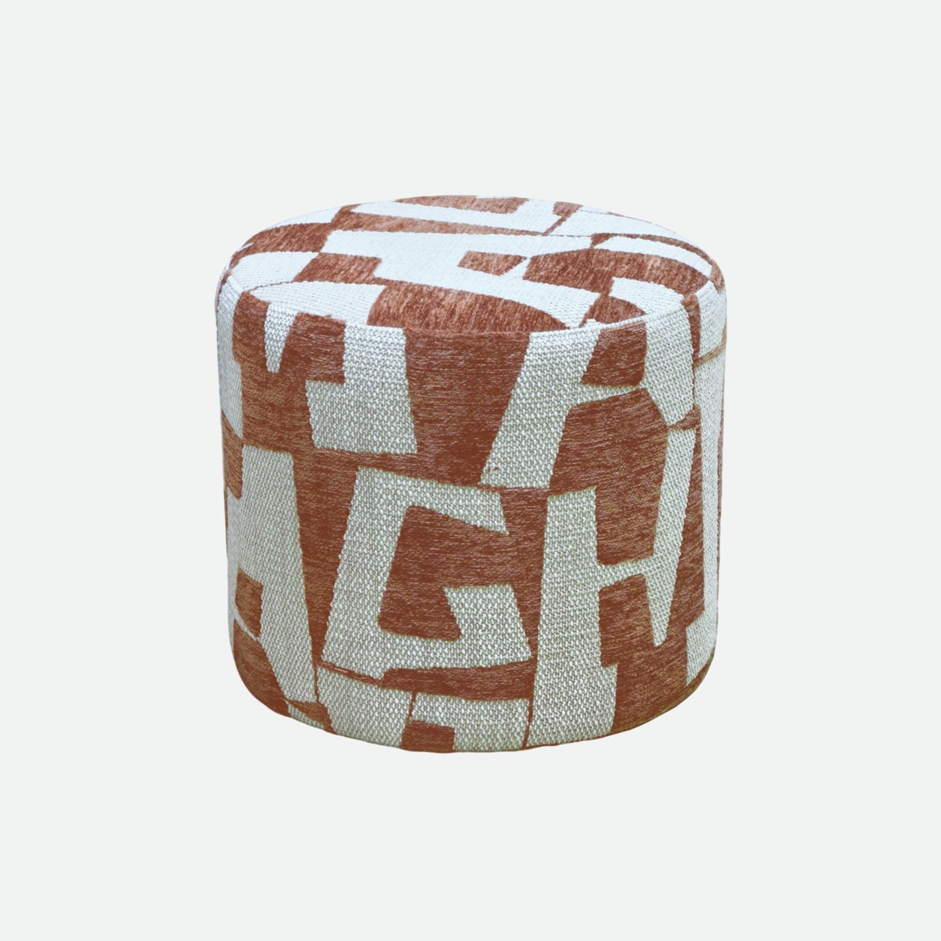 Pouf redondo Stava em chenille laranja terracota