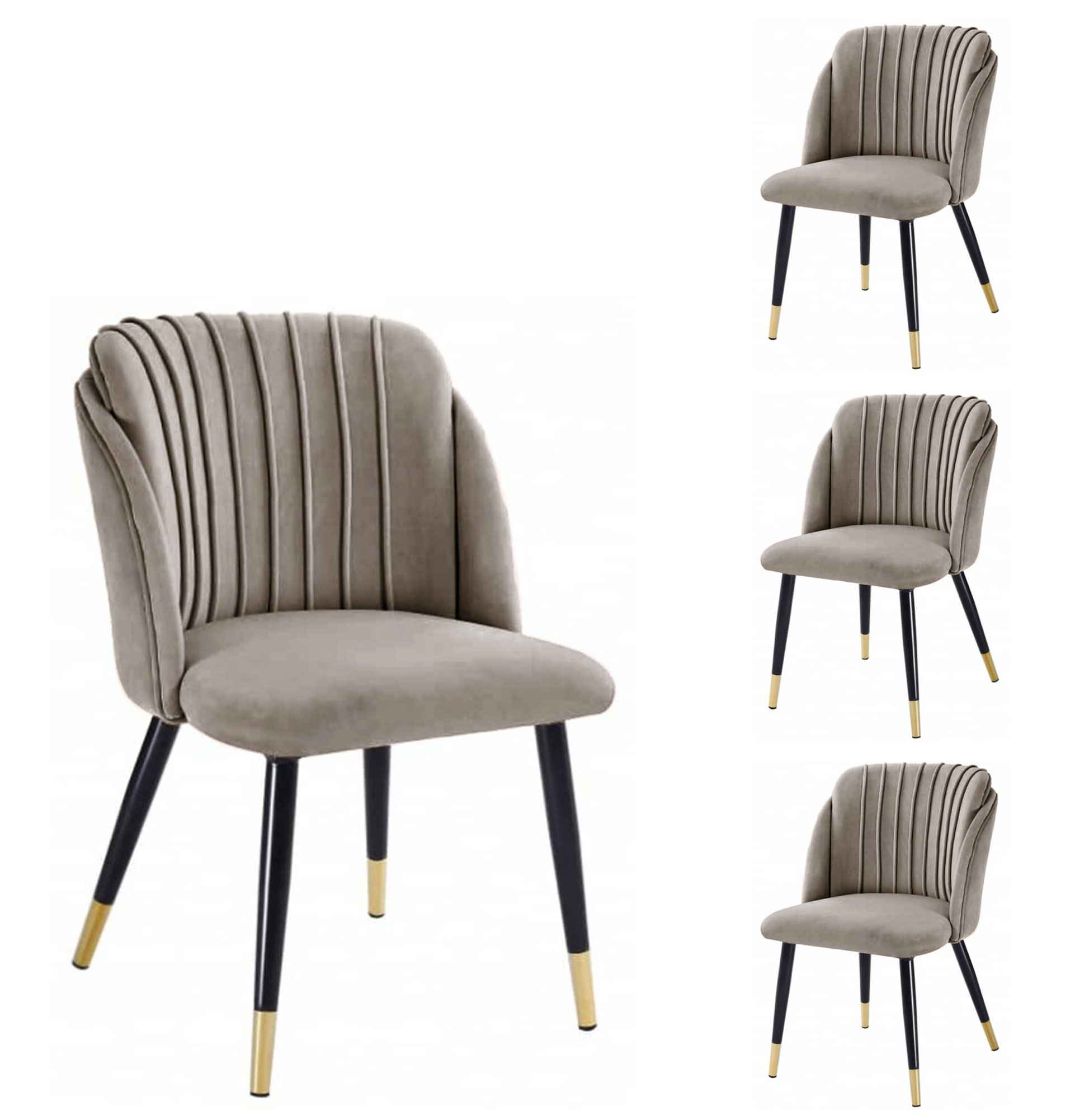 Cadeira de Jantar de Veludo Versailles Cinza Taupe - Pack 4