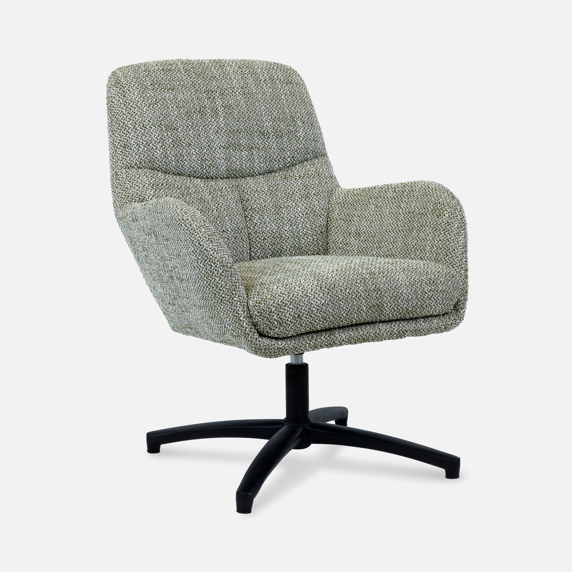 Cadeirão giratório Drava em chenille verde