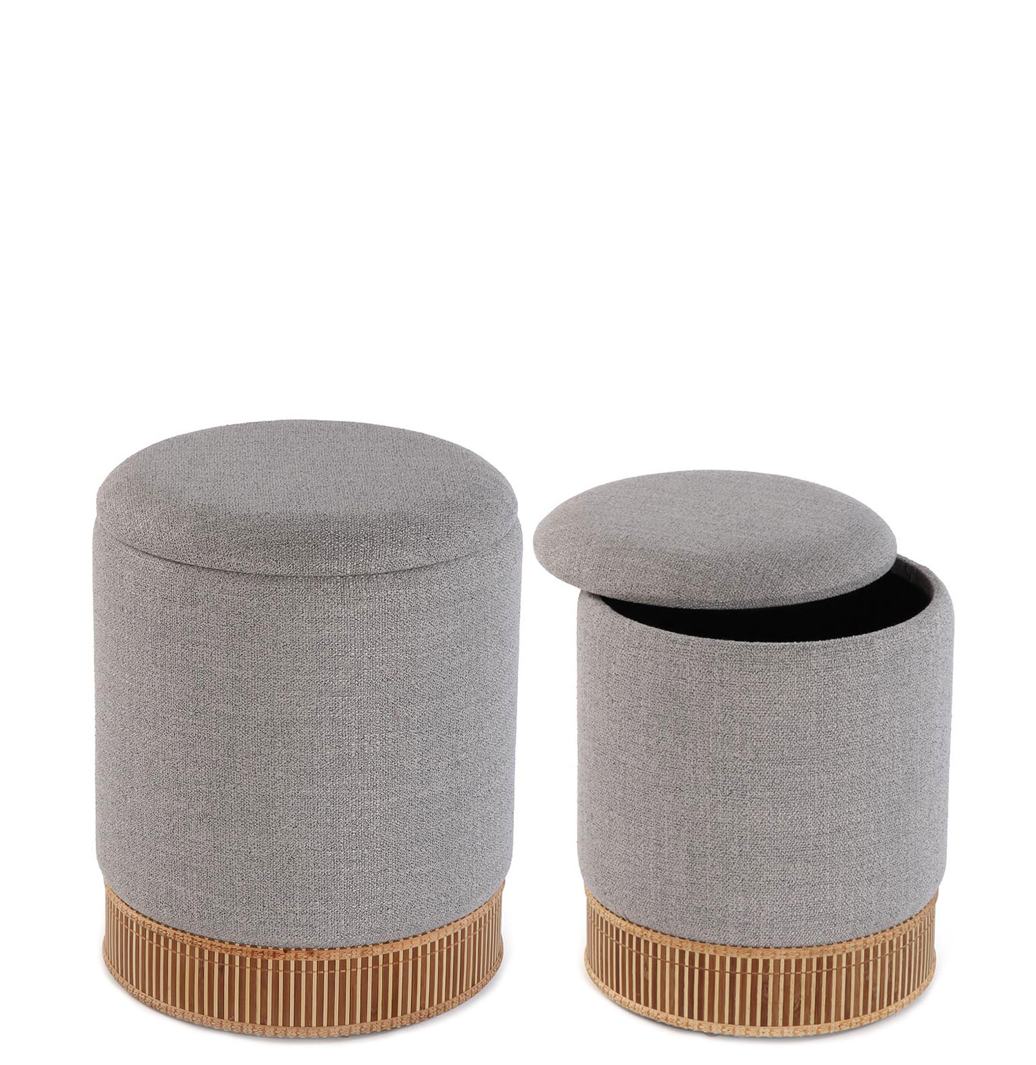 Pouf de Madeira e Tecido 056 Cinzento Claro