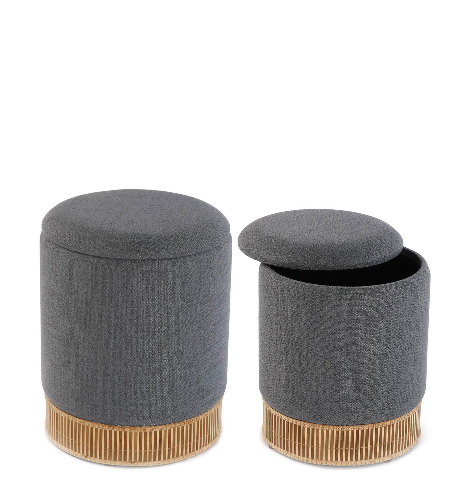 Pouf de Madeira e Tecido 56 Cinzento Escuro