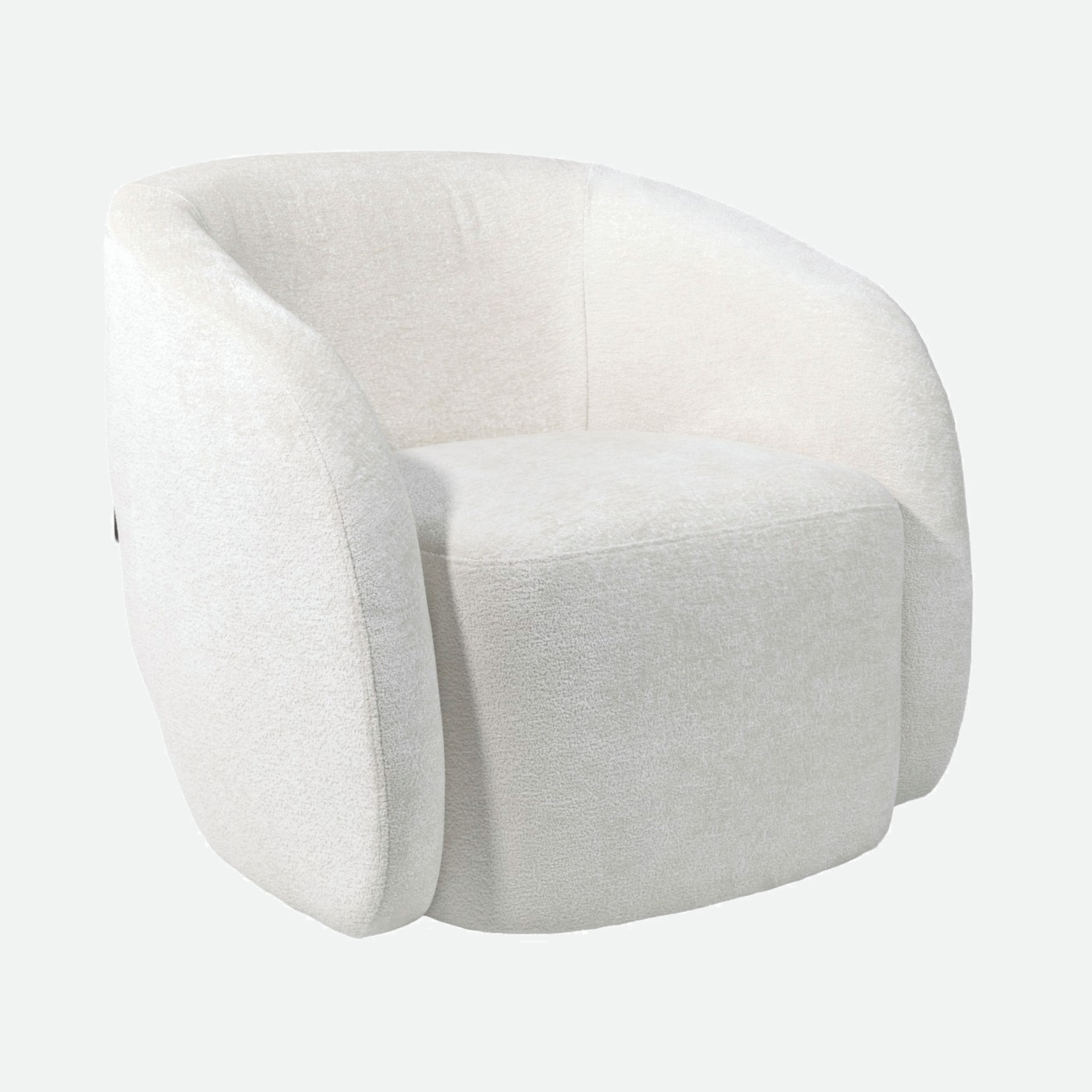 Cadeirão giratório Baltea em chenille marfim