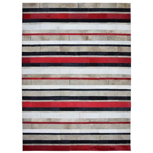 Tapete de Pele Natural Geométrico Frontera 002/038 Vermelho