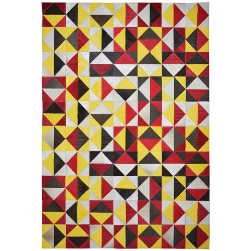 Tapete de Pele Natural Geométrico Merengue 003/006 Multicolor