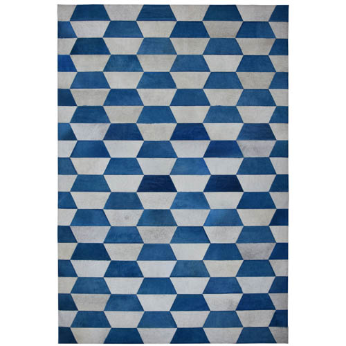 Tapete de Pele Natural Geométrico Merengue 001/088 Azul
