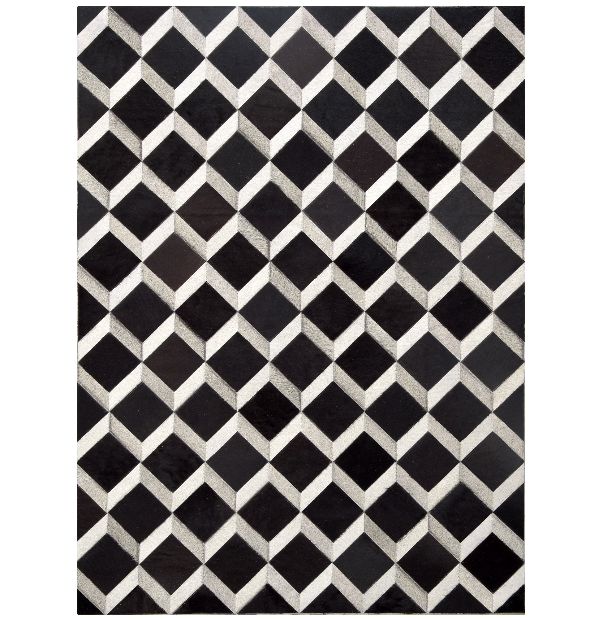 Tapete de Pele Natural Geométrico Merengue 004/007 Preto