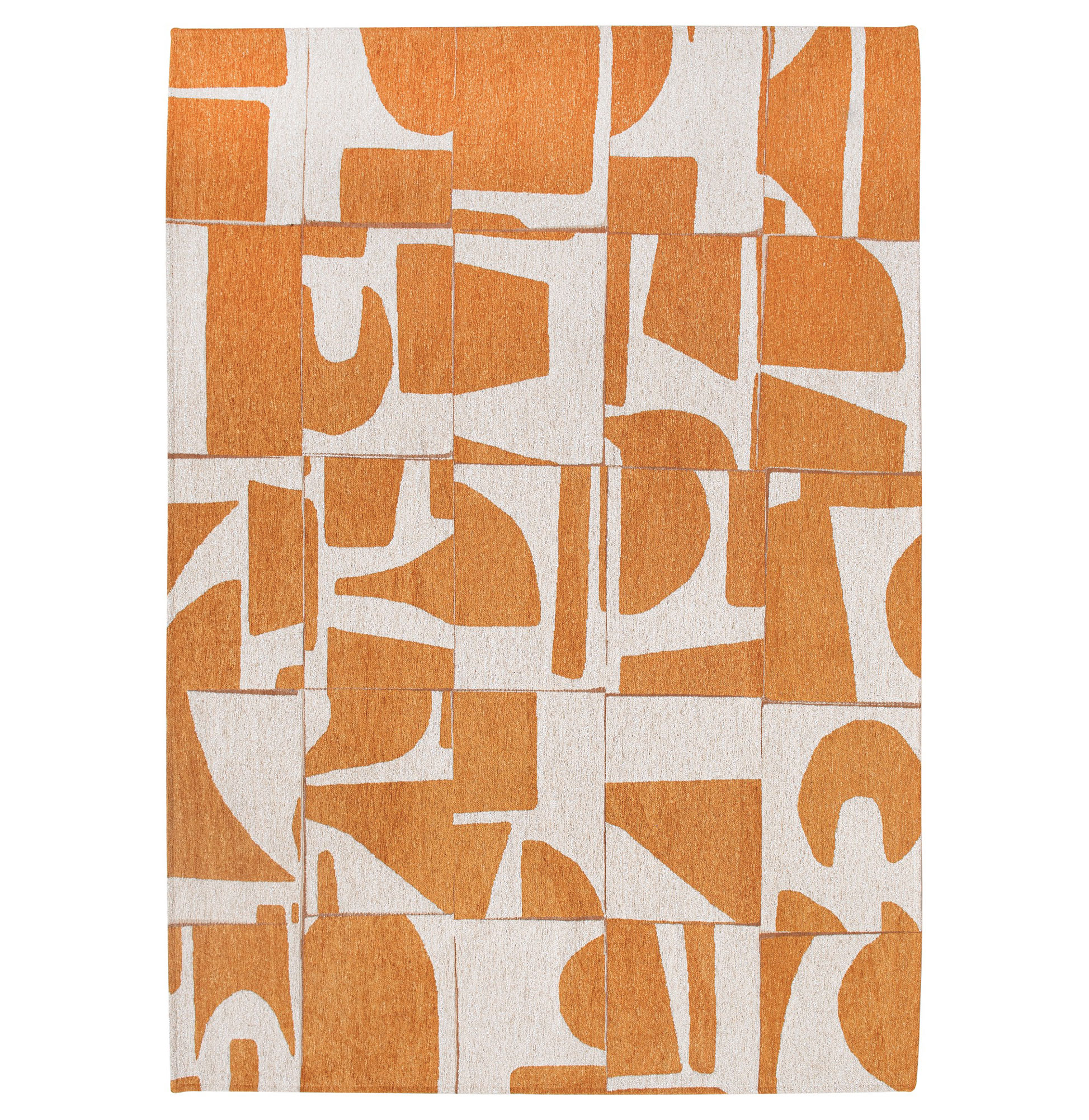 Tapete Moderno Abstrato Edges Chenille 9367 Laranja