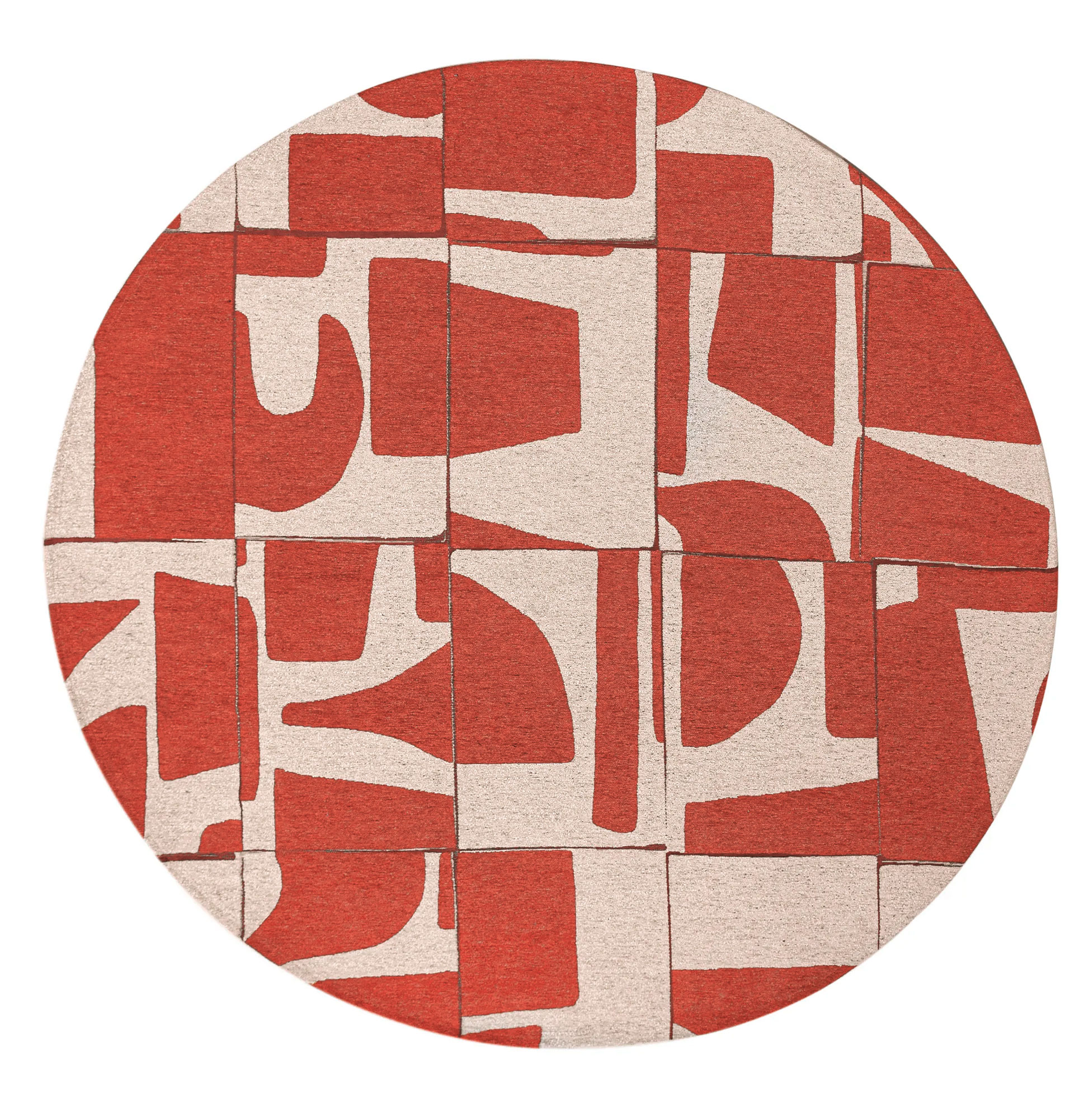 Tapete Redondo Abstrato Edges Chenille 9364 Vermelho