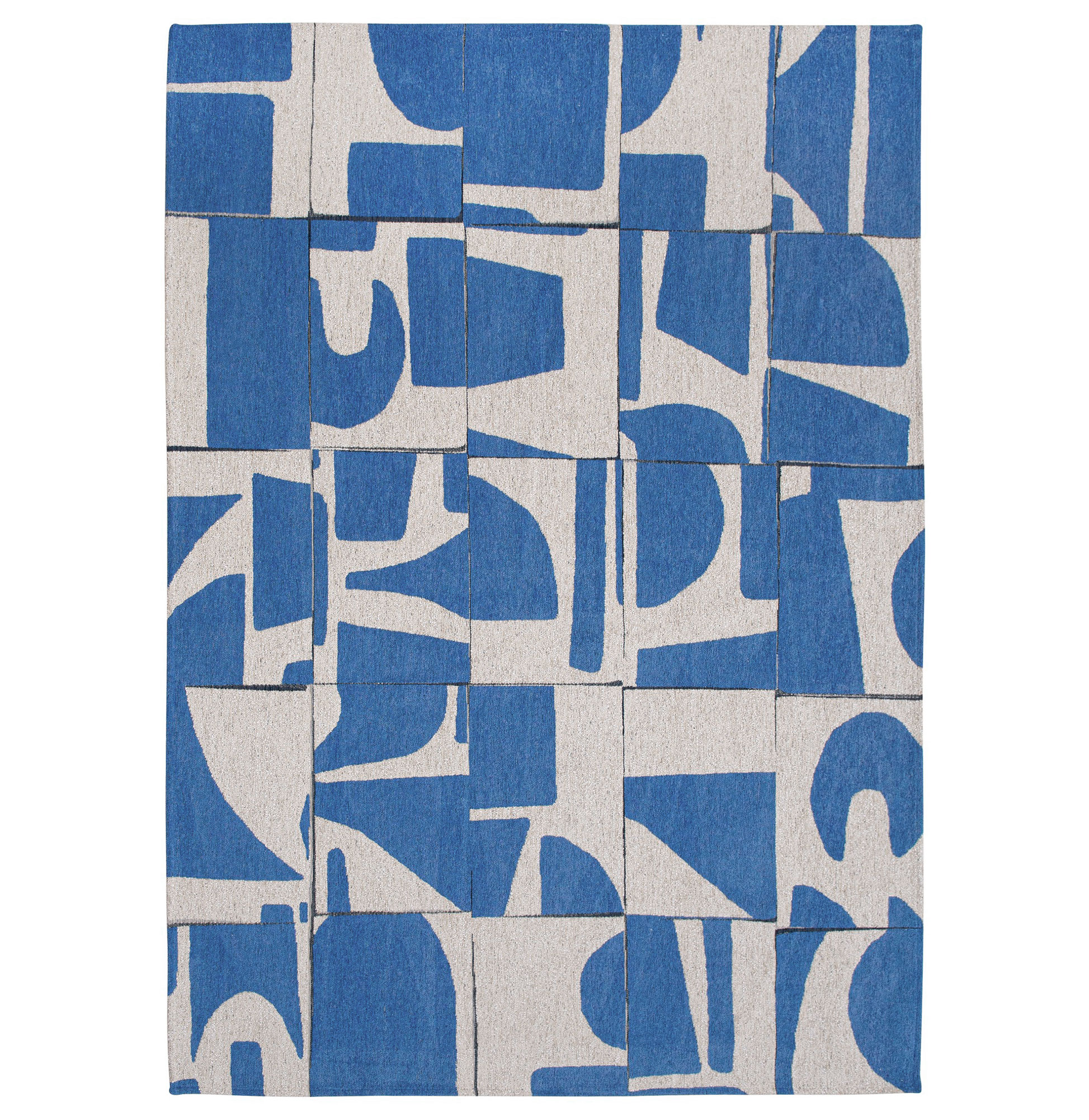 Tapete Moderno Abstrato Edges Chenille 9358 Azul