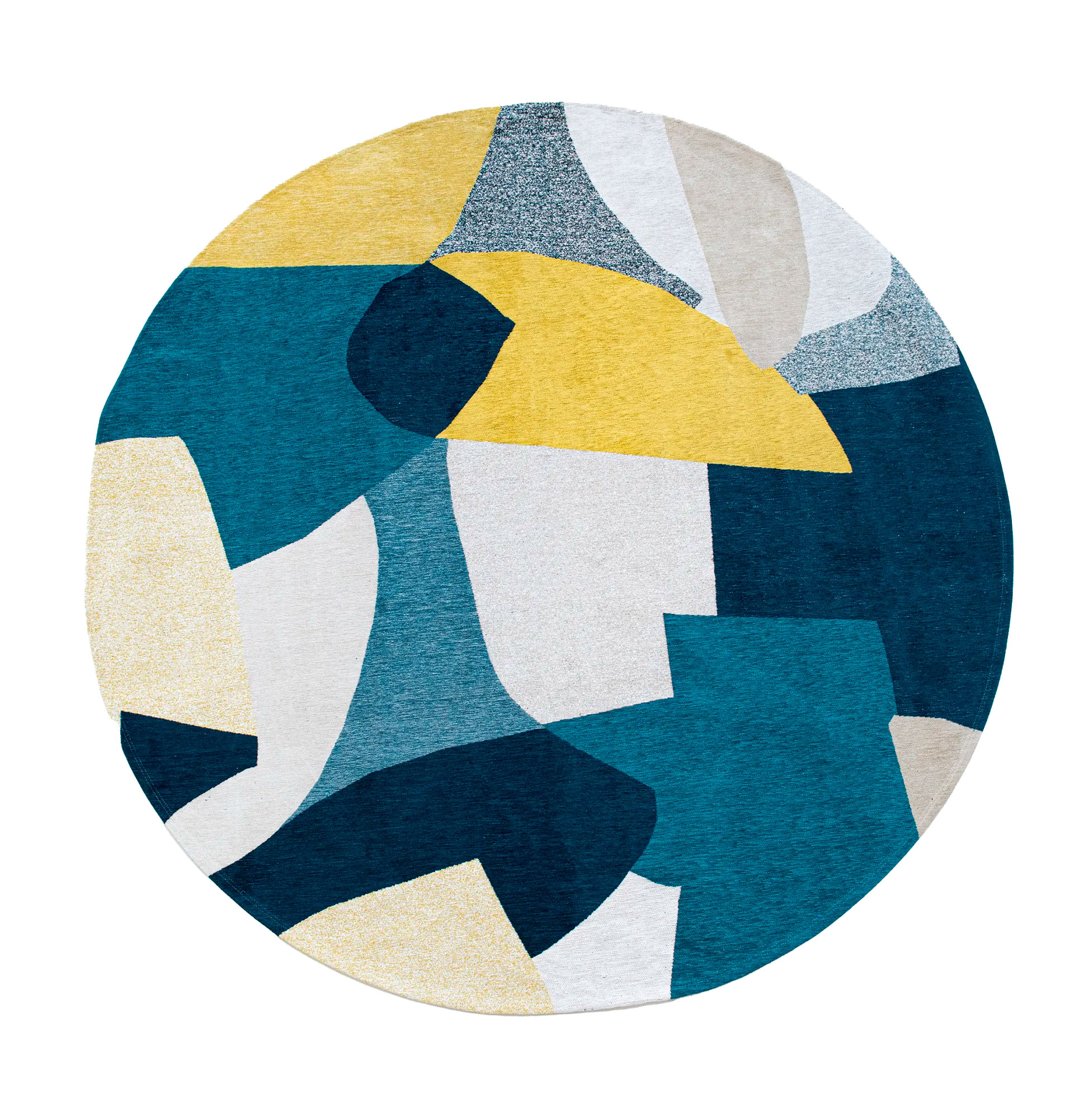 Tapete Redondo Abstrato Cubist Chenille 9369 Multicolor