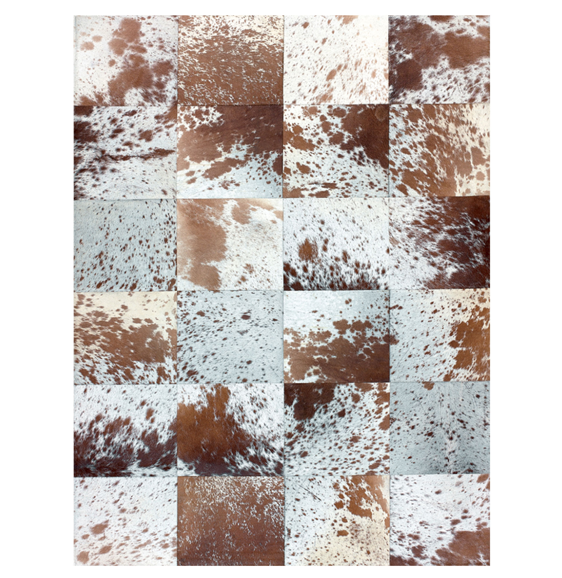 Tapete de Pele Natural Vaca Patchwork PW12 Castanho