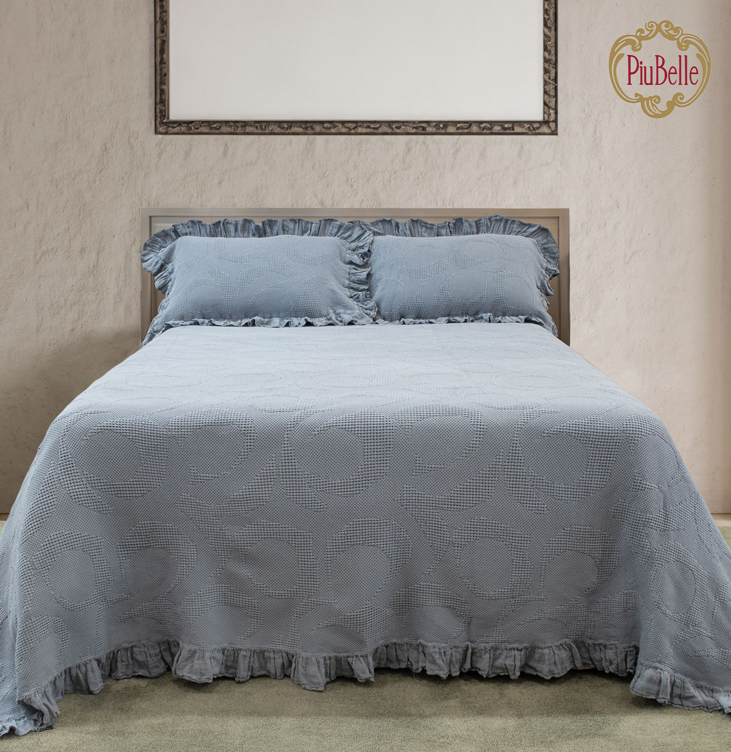 Colcha Cama de Casal Lola Sem Enchimento Azul