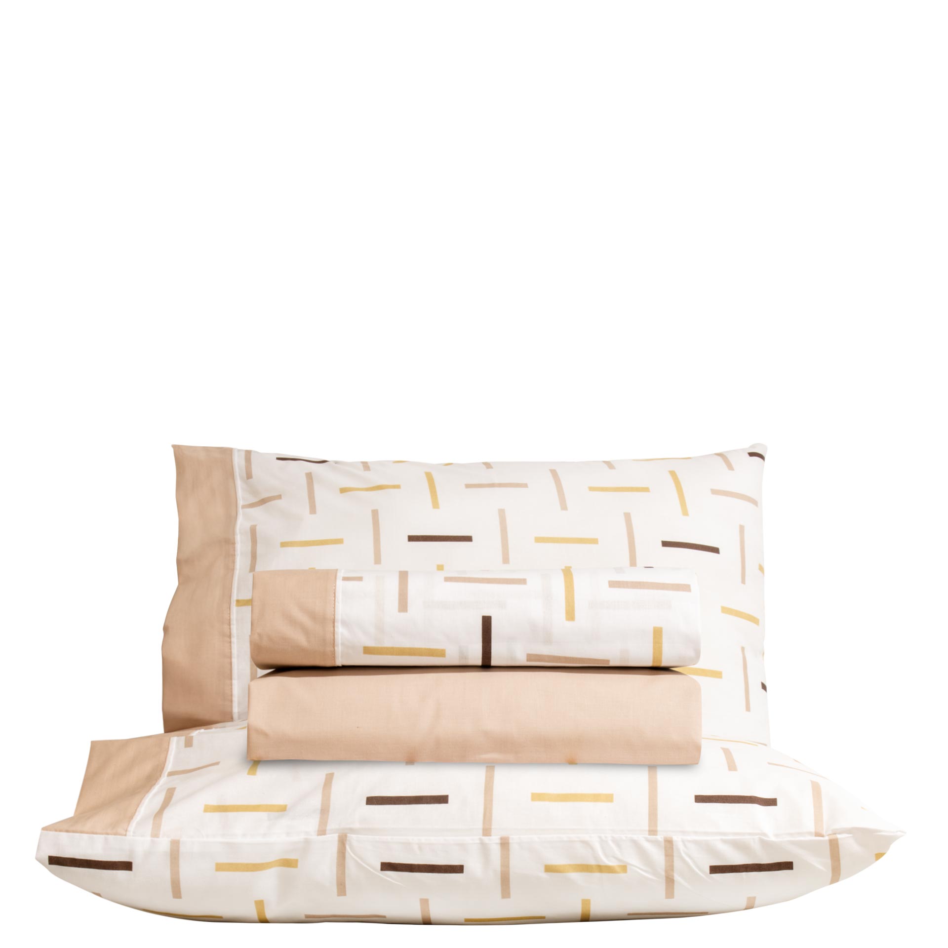 Jogo de Lençóis Cama de Casal Yola 100% Algodão 4 Peças Bege