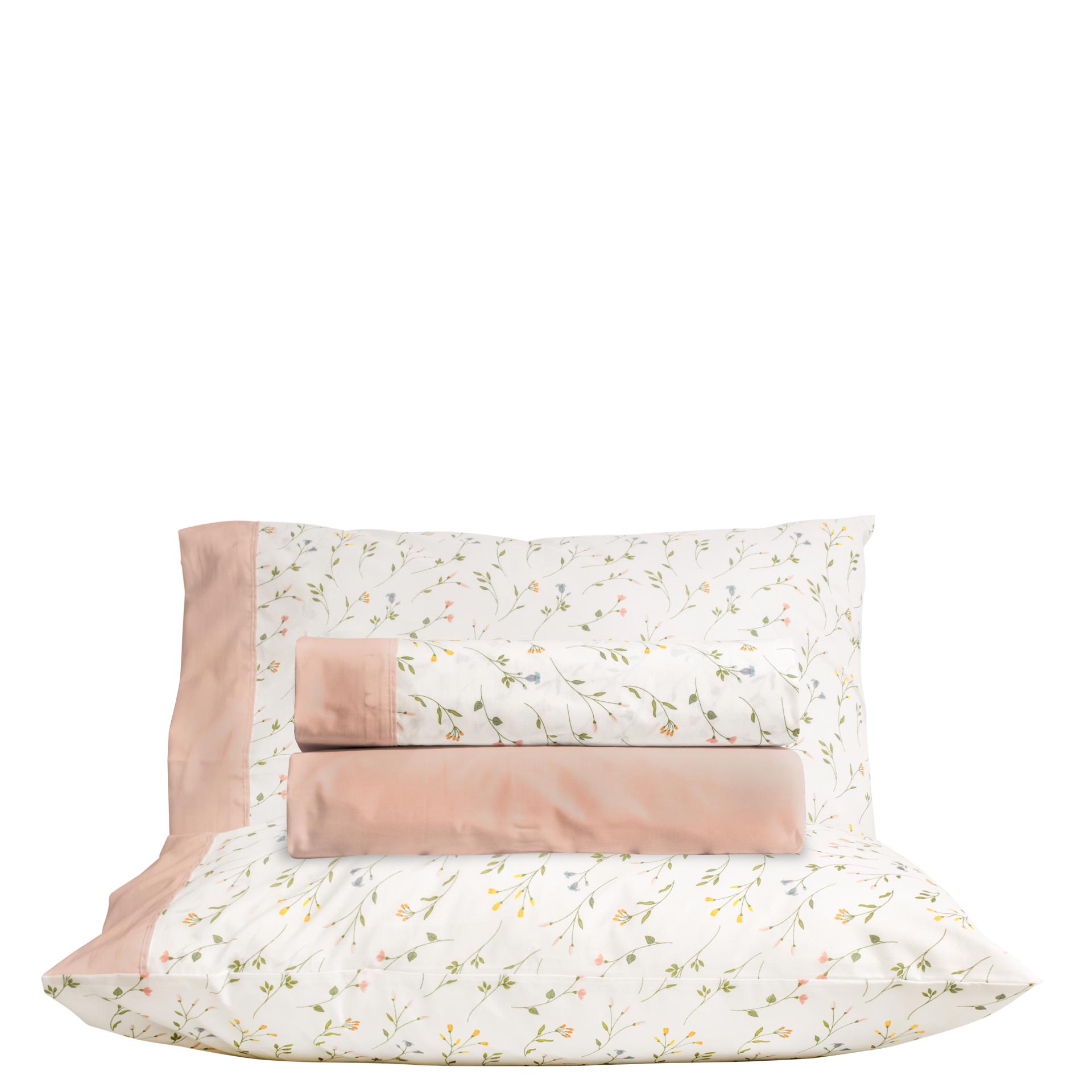 Jogo de Lençóis Cama de Casal Yola 100% Algodão 4 Peças Rosa