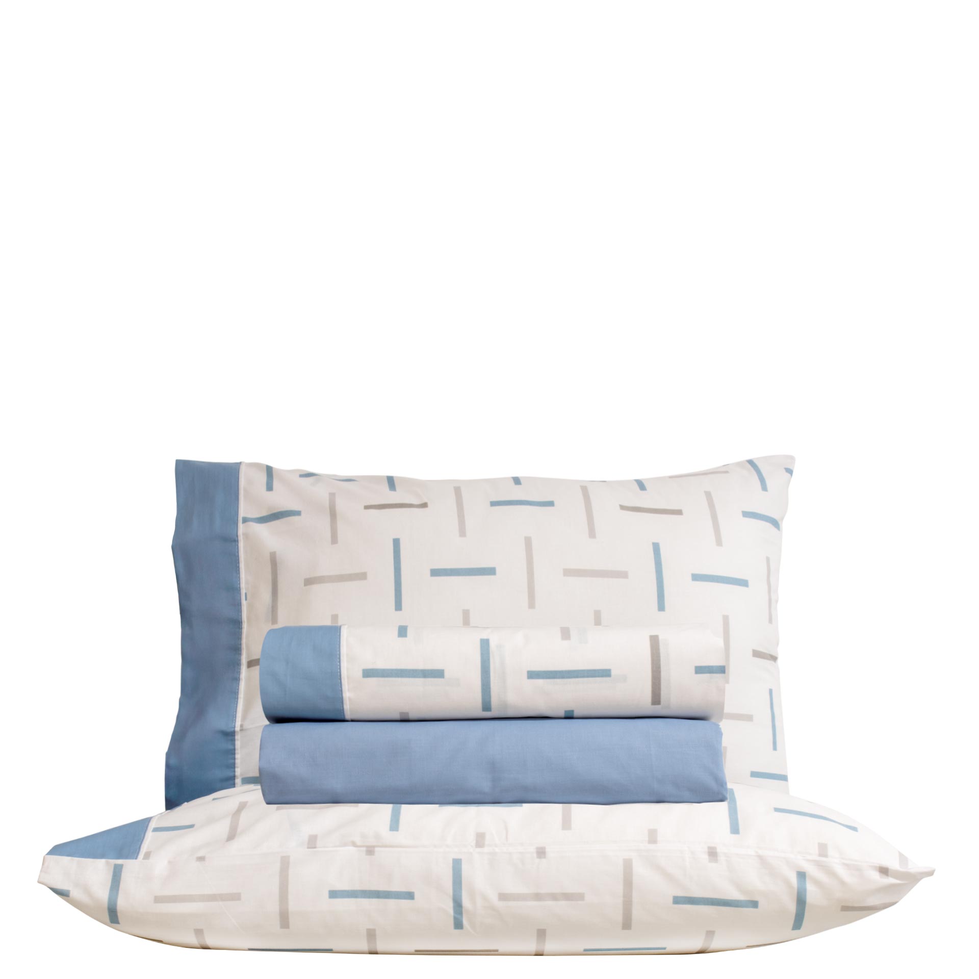 Jogo de Lençóis Cama de Casal Yola 100% Algodão 4 Peças Azul