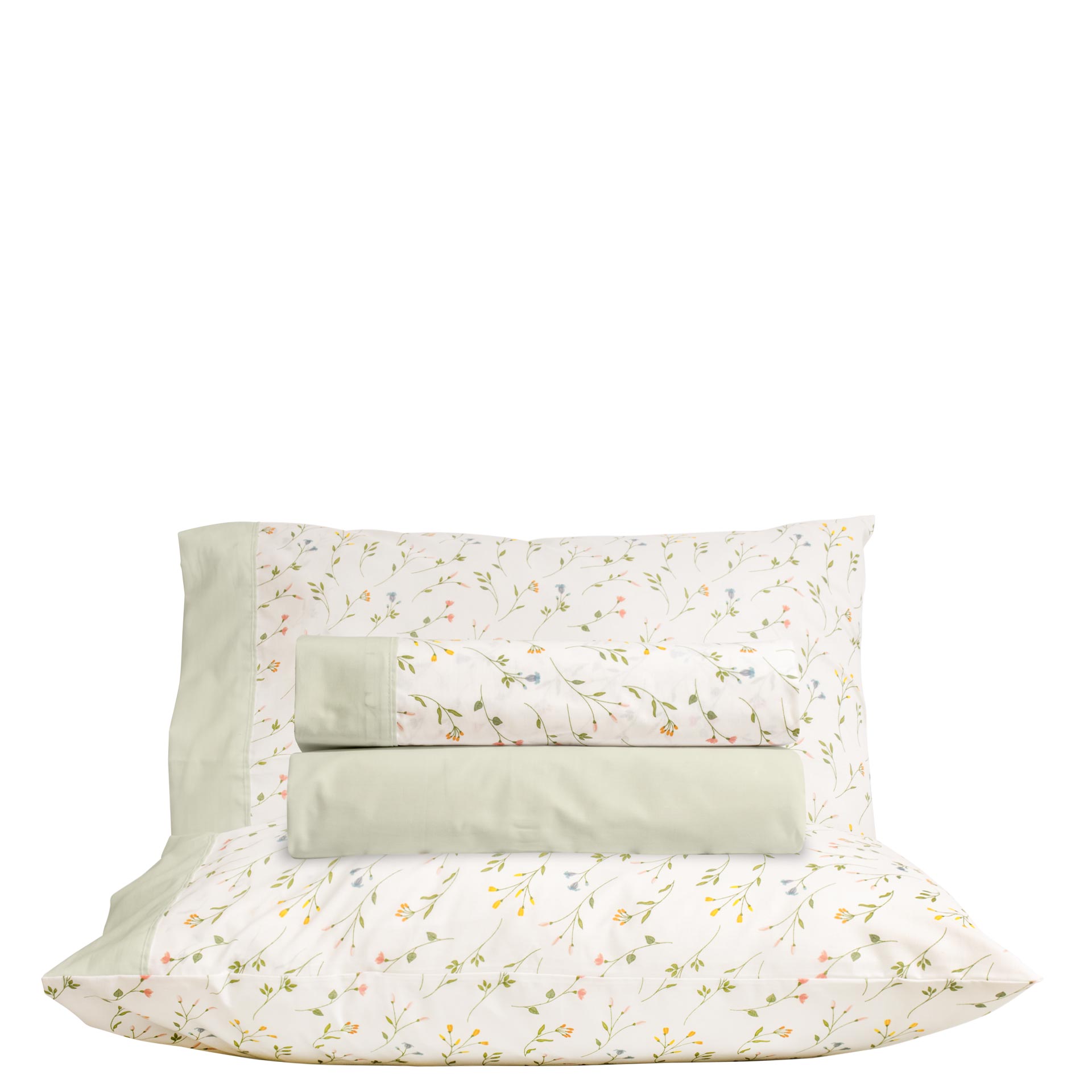 Jogo de Lençóis Cama de Casal Yola 100% Algodão 4 Peças Verde