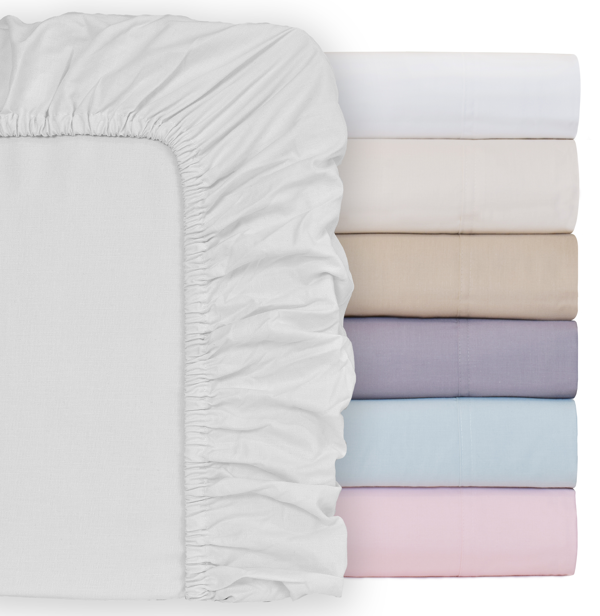 Lençol de Baixo Ajustável 100% Algodão Cama de Casal 180 Nude Branco